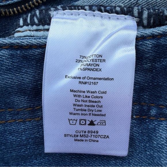 Indigo Poppy Pearl Bead Bootcut High-Rise Stretch Jeans ~ Women’s 14 - Picture 9 of 10